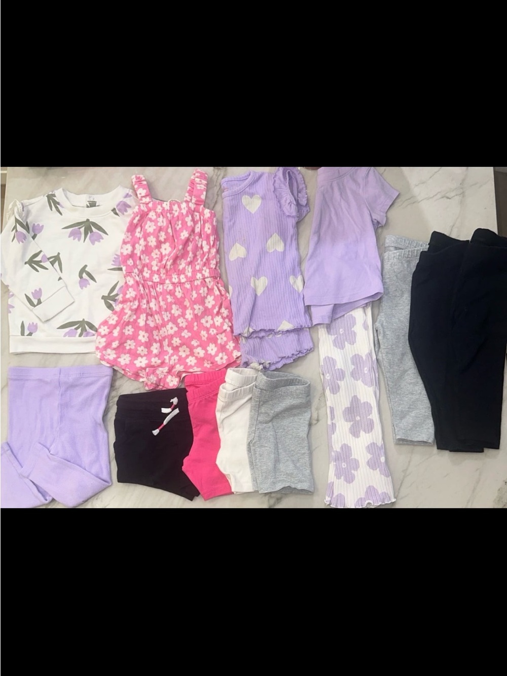Cat & Jack Girls Pink Floral Romper and Purple Mix Matching Set
